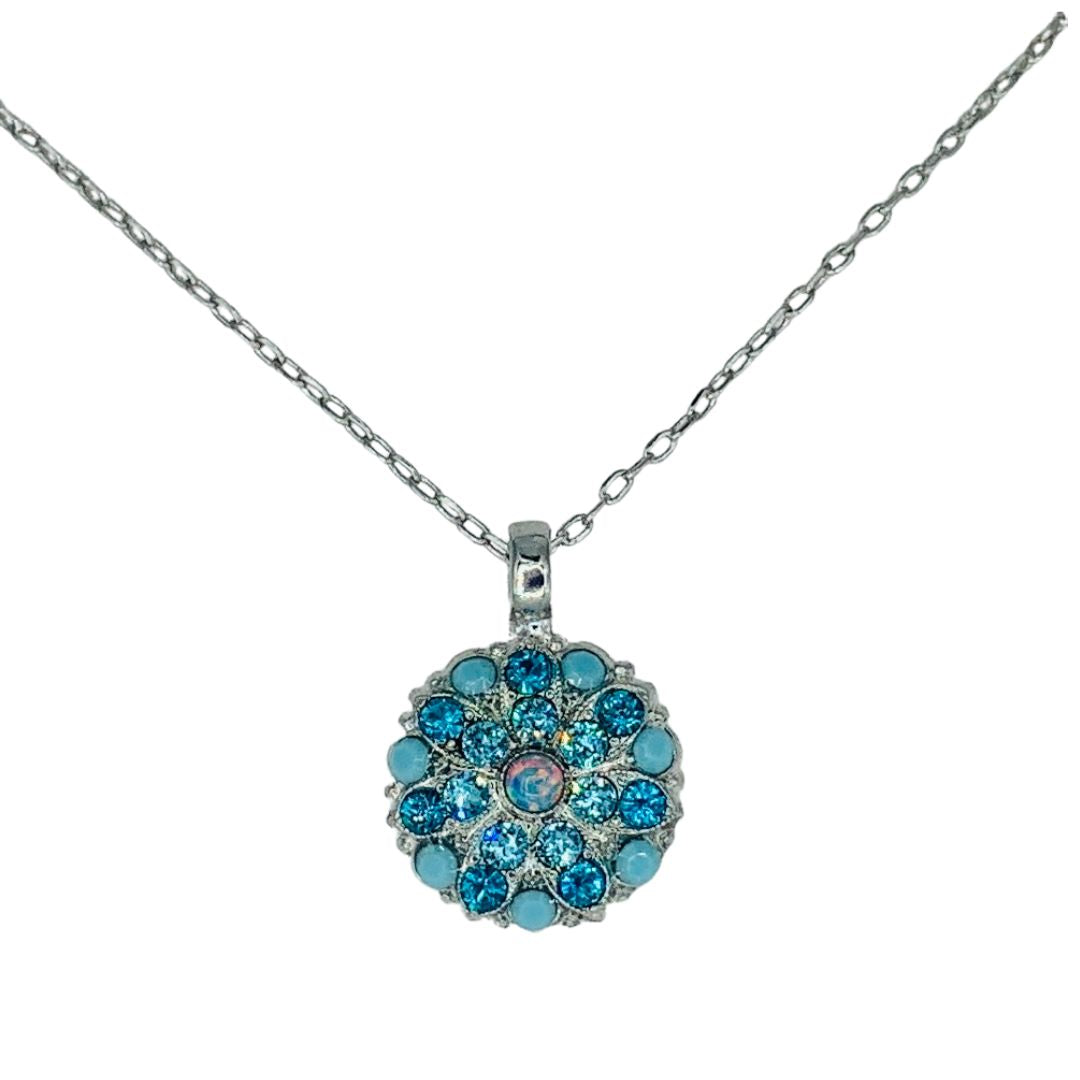 Mariana Guardian Angel Necklace in Teal/Turquoise on Rhodium