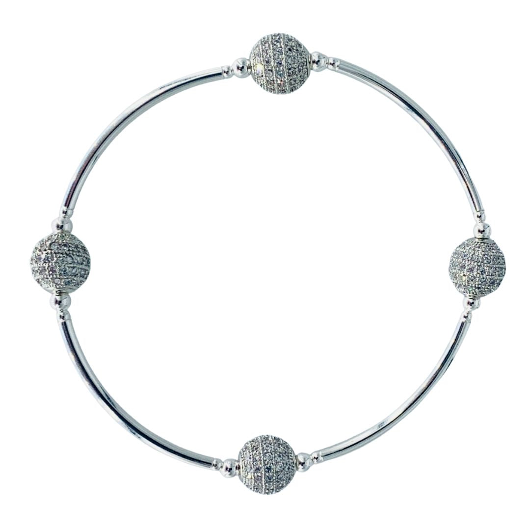 Blessing Bracelet 8MM Pave Crystal Beads With Sterling Bars Main image