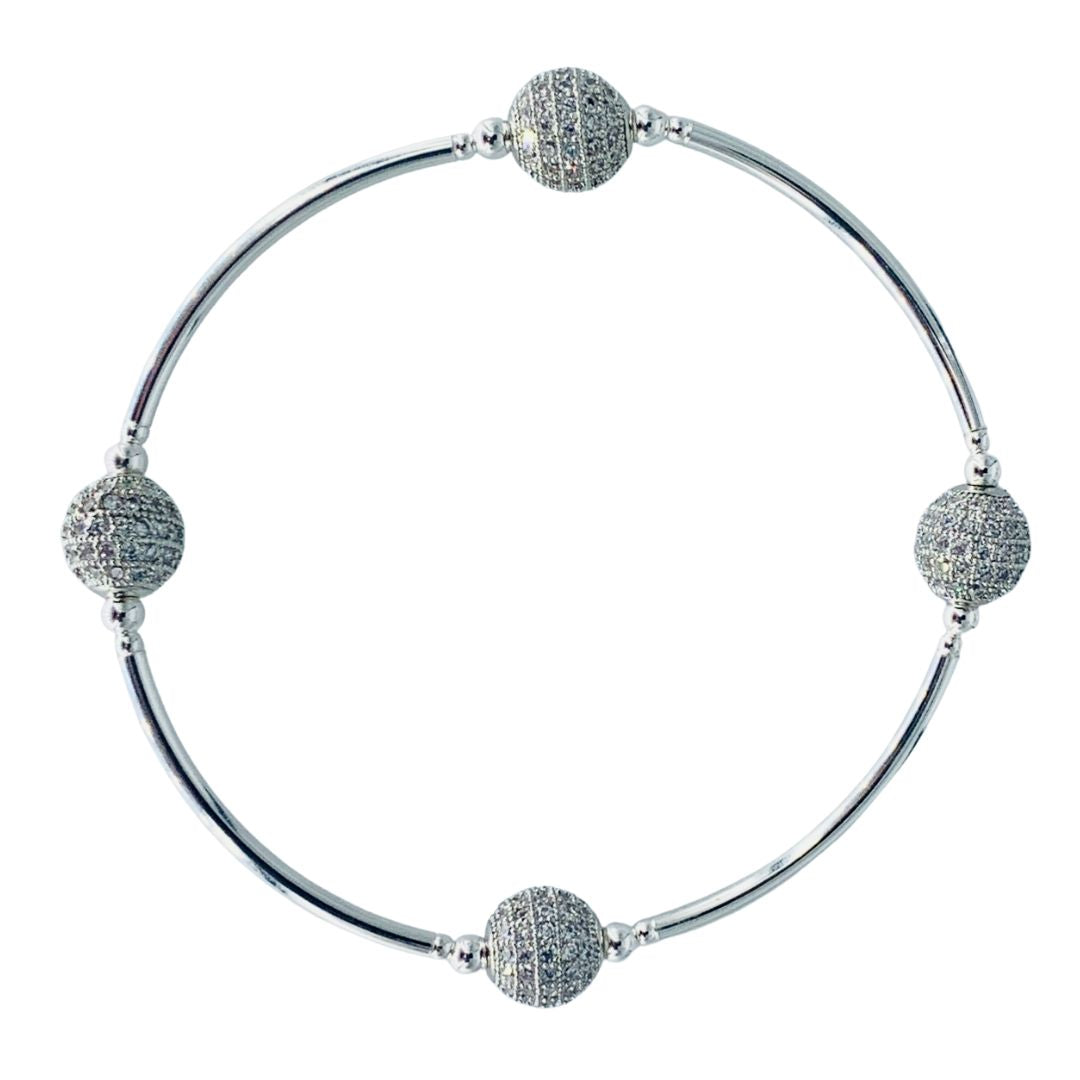 Blessing Bracelet 8MM Pave Crystal Beads With Sterling Bars