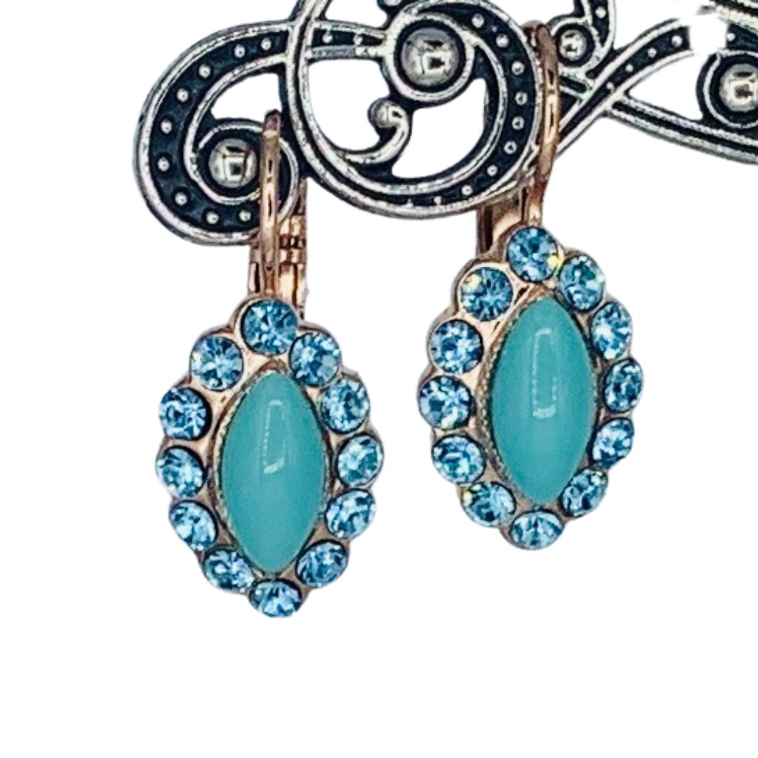 Mariana  Marquis Earrings  Turquoise on Rose Gold