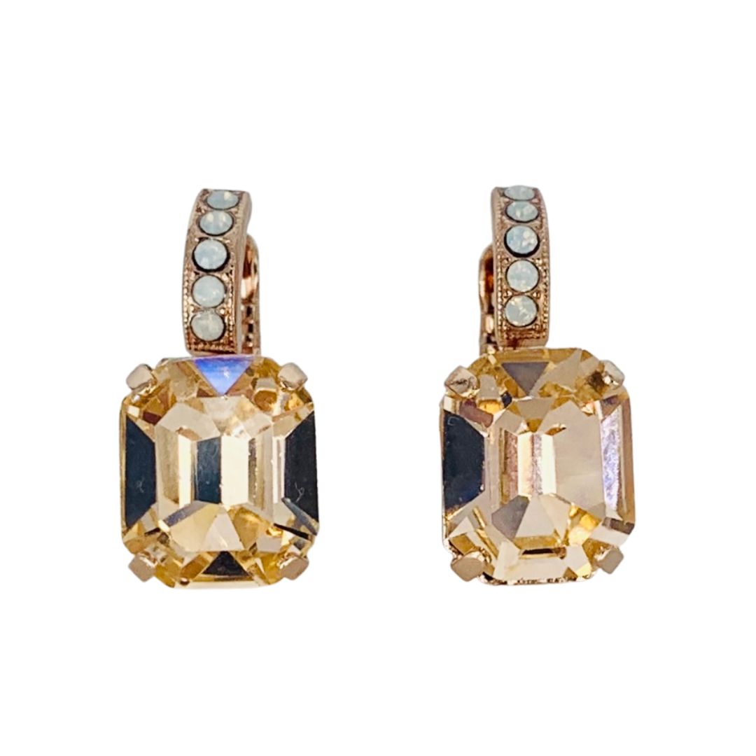 Mariana Emerald Cut Earrings Light Amber on Rose Gold