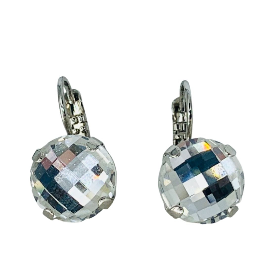 Mariana Earring Large Faceted Clear on Rhodium