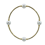 8MM White Pearl With Gold Blessings Bracelet