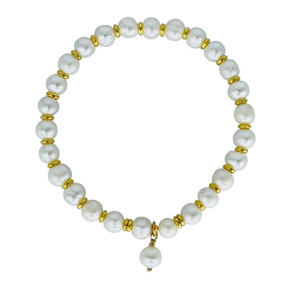 Freshwater Pearl I Am Joy Bracelet With Gold Beads