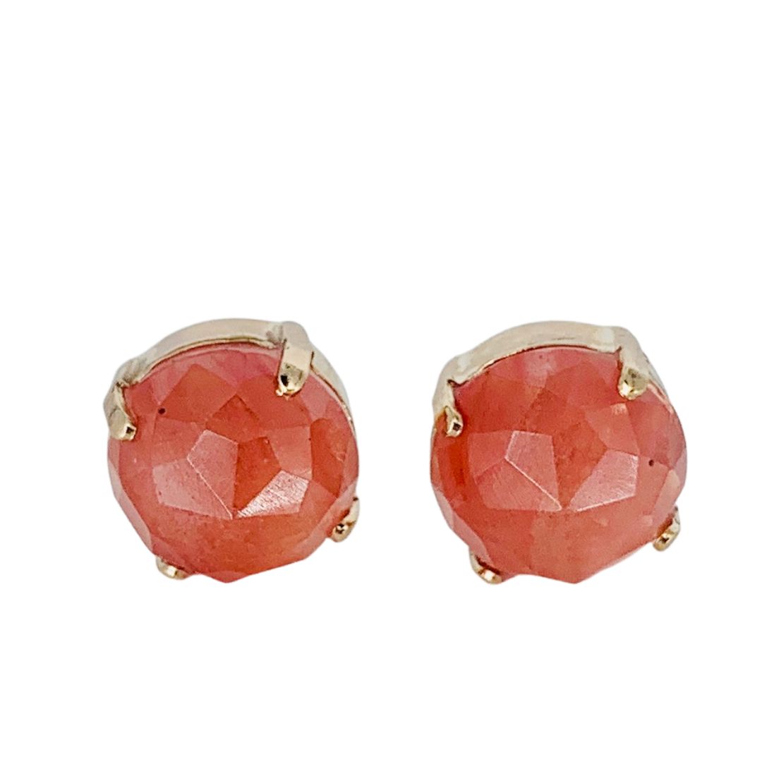 Mariana Earring Large Faceted Stud Watermelon Quartz on Rose Gold