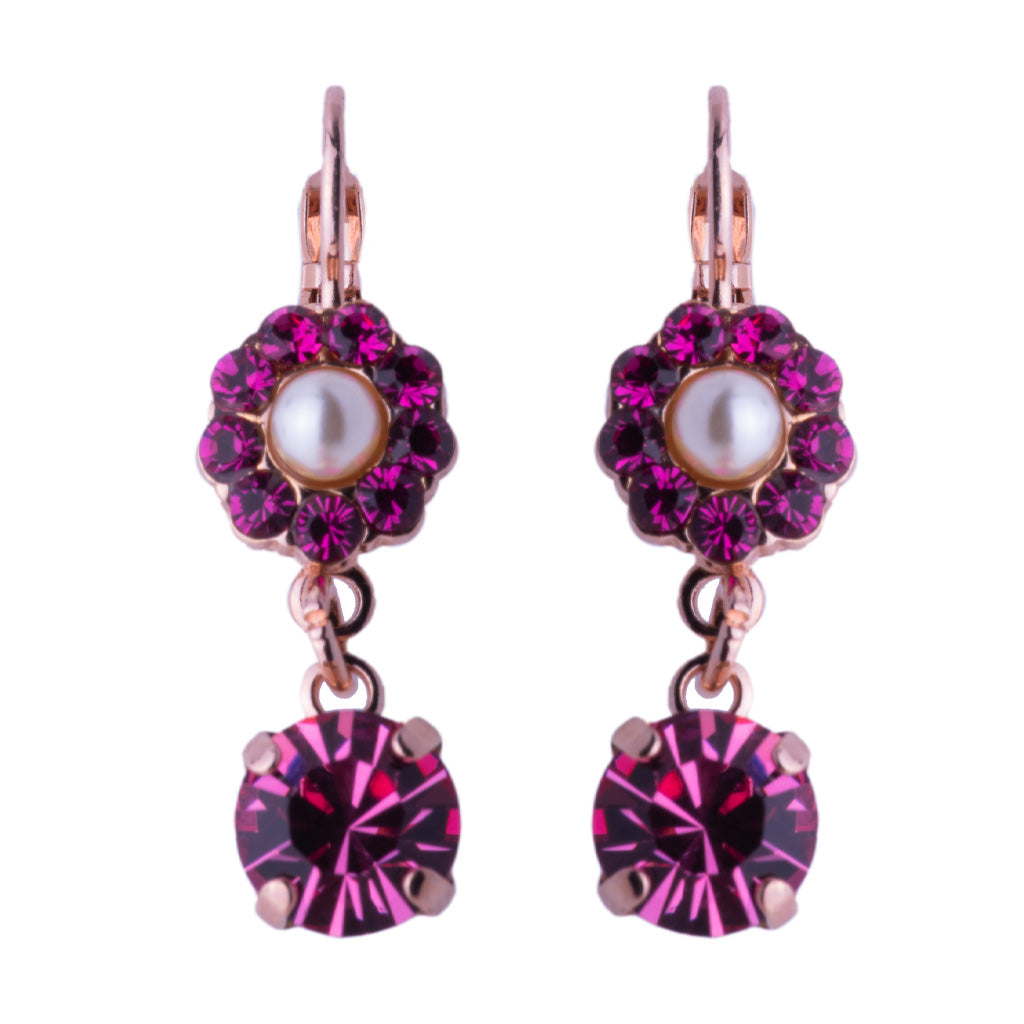 Mariana Dangle Flower Earrings in Roxanne on Rose Gold