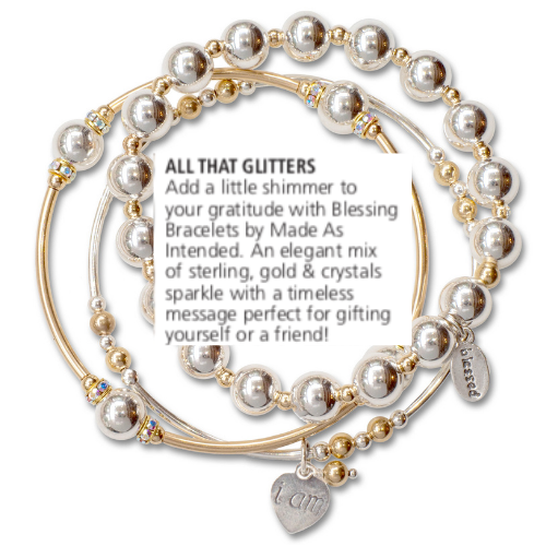 8MM Silver Balls/ Gold Bars Blessings Bracelet with Crystal Secondary image