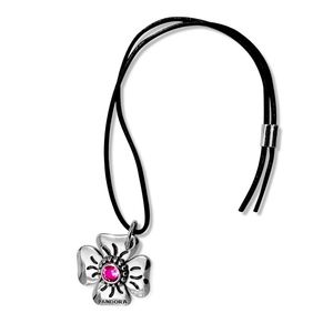 Pandora Sterling Flower Charm/ Clasp Opener Necklace